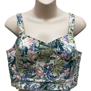 Fifty Street Floral Open Back Crop Top Size L Boho Bustier EUC
